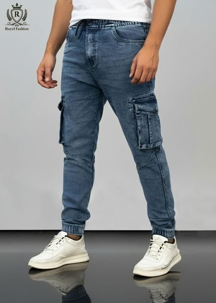 প্রিমিয়াম কোয়ালিটির নীট  ডেনিম স্টাইলিশ কার্গো জগার্স প্যান্ট