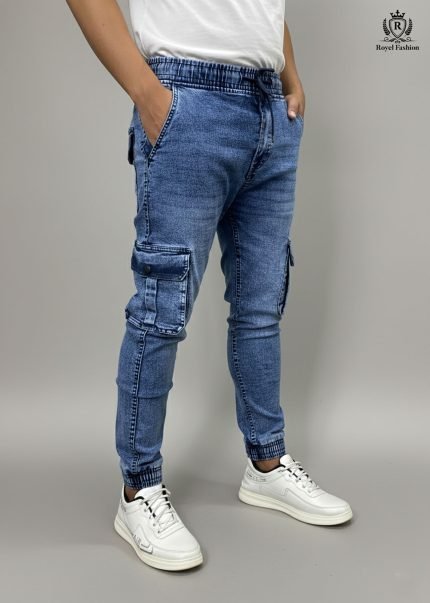 প্রিমিয়াম কোয়ালিটির এক্সপোর্ট কটন  ডেনিম স্টাইলিশ কার্গো জগার্স প্যান্ট
